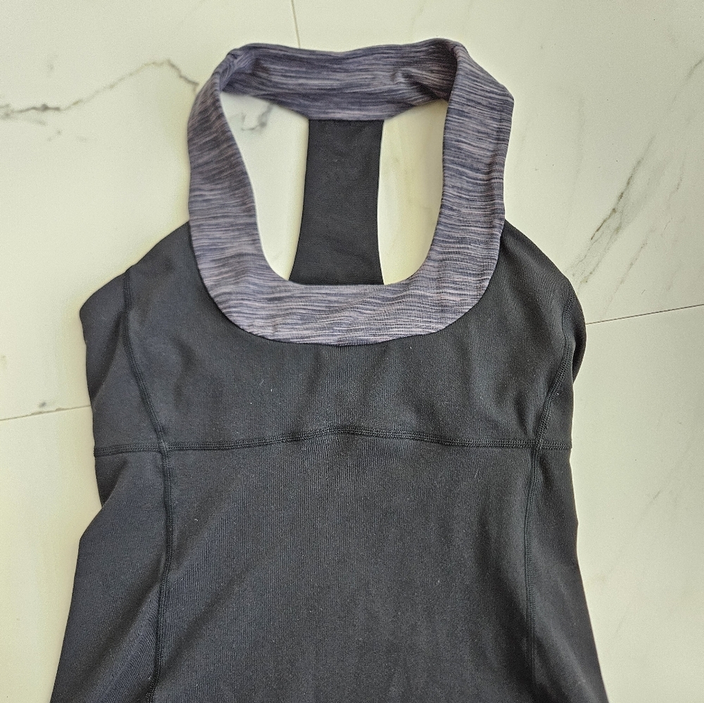 LULULEMON SCOOP NECK RACER BACK TANK TOP BLACK GRAY SIZE 6